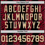 Custom Black Vegas Gold-Red Abstract Shape Round Neck Sublimation Basketball Suit Jersey