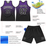 Custom Purple Black-White Fade Fashion Round Neck Sublimation Basketball Suit Jersey