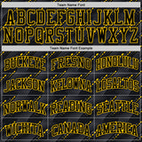 Custom Black Yellow Slant Lines Round Neck Sublimation Basketball Suit Jersey