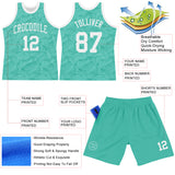 Custom Aqua White Fluid Art Round Neck Sublimation Basketball Suit Jersey