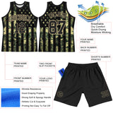 Custom Camo Black-Vegas Gold American Flag Round Neck Sublimation Salute To Service Basketball Suit Jersey