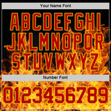 Custom Black Red-Yellow Flame Round Neck Sublimation Basketball Suit Jersey