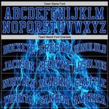 Custom Black Royal-Light Blue Flame Round Neck Sublimation Basketball Suit Jersey