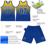 Custom Yellow Royal-White Fade Fashion Round Neck Sublimation Basketball Suit Jersey
