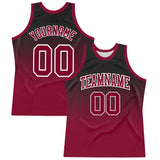 Custom Black Crimson-White Fade Fashion Round Neck Sublimation Basketball Suit Jersey