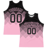 Custom Black Light Pink Gradient Square Shapes Round Neck Sublimation Basketball Suit Jersey