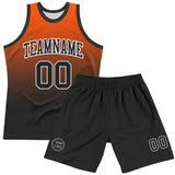 Custom Orange Black-White Gradient Square Shapes Round Neck Sublimation Basketball Suit Jersey