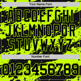 Custom Black Neon Green Splash Round Neck Sublimation Basketball Suit Jersey