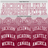 Custom White Maroon Gradient Square Shapes Round Neck Sublimation Basketball Suit Jersey