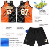 Custom Graffiti Pattern White Black Orange-Old Gold Scratch Round Neck Sublimation Basketball Suit Jersey