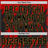 Custom Black Red-Old Gold Splash Round Neck Sublimation Basketball Suit Jersey