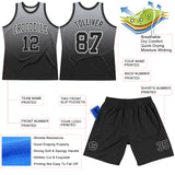 Custom Gray Black-White Fade Fashion Round Neck Sublimation Basketball Suit Jersey