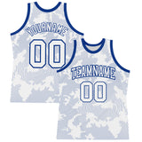 Custom White Royal Curve Lines Round Neck Sublimation Basketball Suit Jersey
