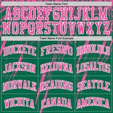 Custom Kelly Green Pink-White Splash Round Neck Sublimation Basketball Suit Jersey