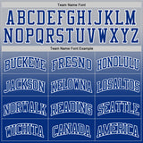 Custom Gray Royal-White Fade Fashion Round Neck Sublimation Basketball Suit Jersey