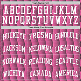 Custom Pink White-Black Geometric Shape Round Neck Sublimation Basketball Suit Jersey