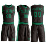 Custom Brown Kelly Green Round Neck Suit Basketball Jersey