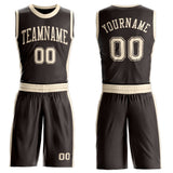 Custom Brown Cream Round Neck Suit Basketball Jersey