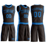 Custom Brown Blue Round Neck Suit Basketball Jersey