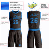 Custom Brown Blue Round Neck Suit Basketball Jersey