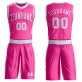 Custom Pink White Round Neck Suit Basketball Jersey