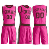 Custom Pink Brown Round Neck Suit Basketball Jersey