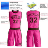 Custom Pink Brown Round Neck Suit Basketball Jersey