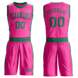 Custom Pink Kelly Green Round Neck Suit Basketball Jersey