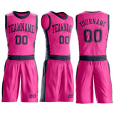 Custom Pink Navy Round Neck Suit Basketball Jersey