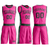 Custom Pink Green Round Neck Suit Basketball Jersey