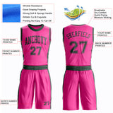 Custom Pink Green Round Neck Suit Basketball Jersey