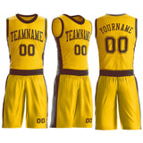 Custom Gold Brown Round Neck Suit Basketball Jersey