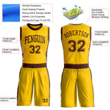 Custom Gold Brown Round Neck Suit Basketball Jersey