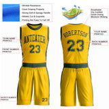 Custom Gold Green Round Neck Suit Basketball Jersey