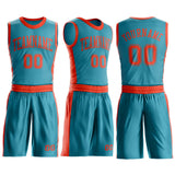 Custom Teal Orange Round Neck Suit Basketball Jersey