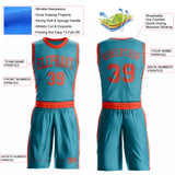 Custom Teal Orange Round Neck Suit Basketball Jersey