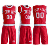 Custom Red White Round Neck Suit Basketball Jersey