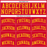 Custom Red Gold Round Neck Suit Basketball Jersey