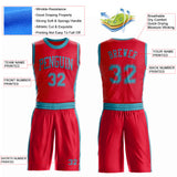 Custom Red Teal Round Neck Suit Basketball Jersey