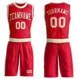 Custom Red Cream Round Neck Suit Basketball Jersey