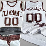 Custom Fire Red Brown Round Neck Suit Basketball Jersey