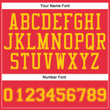 Custom Fire Red Gold Round Neck Suit Basketball Jersey