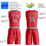 Custom Fire Red Gray Round Neck Suit Basketball Jersey
