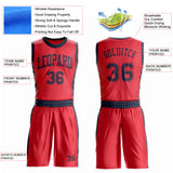Custom Fire Red Navy Round Neck Suit Basketball Jersey