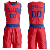 Custom Fire Red Royal Round Neck Suit Basketball Jersey