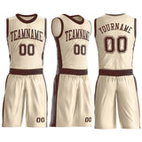 Custom Cream Brown Round Neck Suit Basketball Jersey