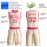 Custom Cream Pink Round Neck Suit Basketball Jersey