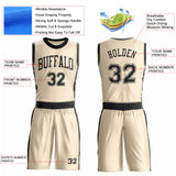 Custom Cream Black Round Neck Suit Basketball Jersey