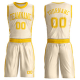 Custom Cream Gold Round Neck Suit Basketball Jersey