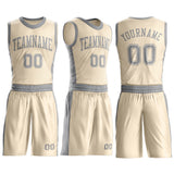 Custom Cream Gray Round Neck Suit Basketball Jersey